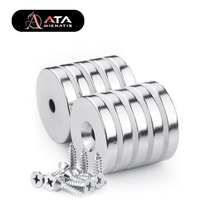 30 mm Çap x Delik 10/5.5 x 5 mm Havşa Delikli Neodyum Mıknatıs